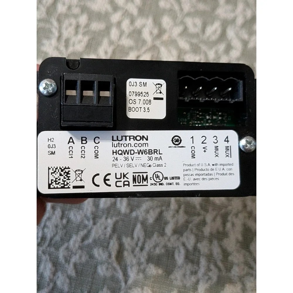 Lutron HomeWorks QS HQWD-W6BRL-WH Wired seeTouch Keypad 3-Button With Up/Down